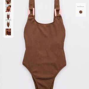 Aerie Textured Brown Swimsuit